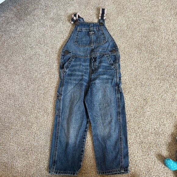 Oshkosh B'Gosh Jean Denim Overalls Canvas Straps Kids Toddler Size 3T - Picture 2 of 10